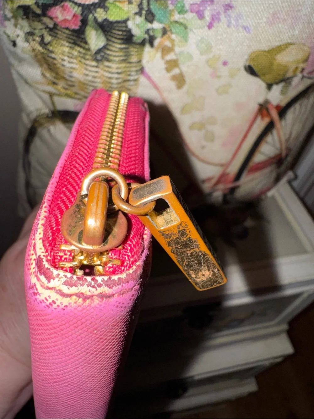 Tory Burch Pink Zip Around Wallet with Gold Hardware - GUC